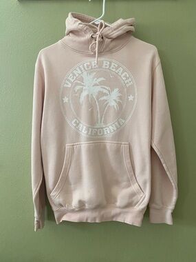 S Venice Beach California Pullover Hoodie - Pale Pink